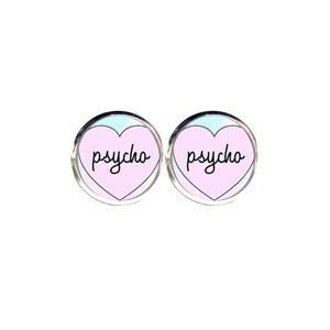 Psycho Heart Earrings - Girly Grunge